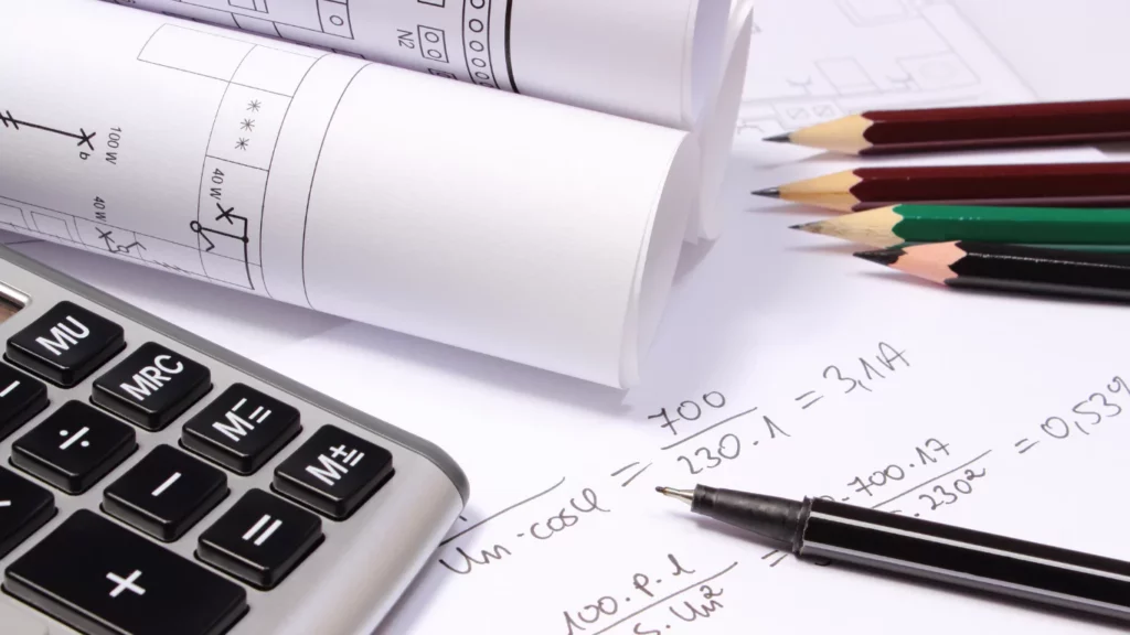 Commercial electrical load calculation chart showing power distribution.